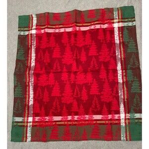 Christmas Napkins Red Green Holiday Christmas Evergreen Trees Cotton Set of 4